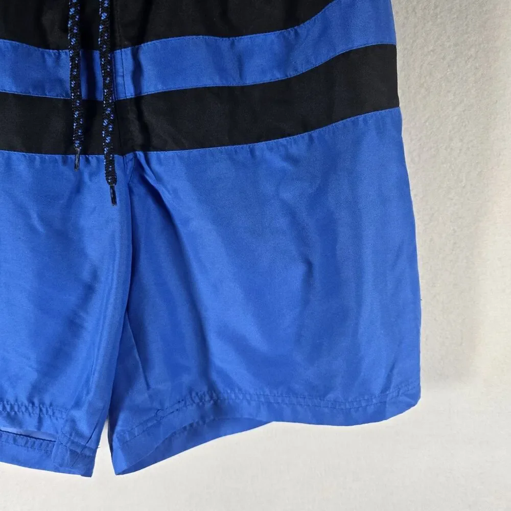 George Mens Swim Trunks Medium Blue And Black, Sizes 32-34